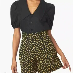 We Wore What Women's Romper Shorts Size Small Sunflower Floral Short Sleeve NWT